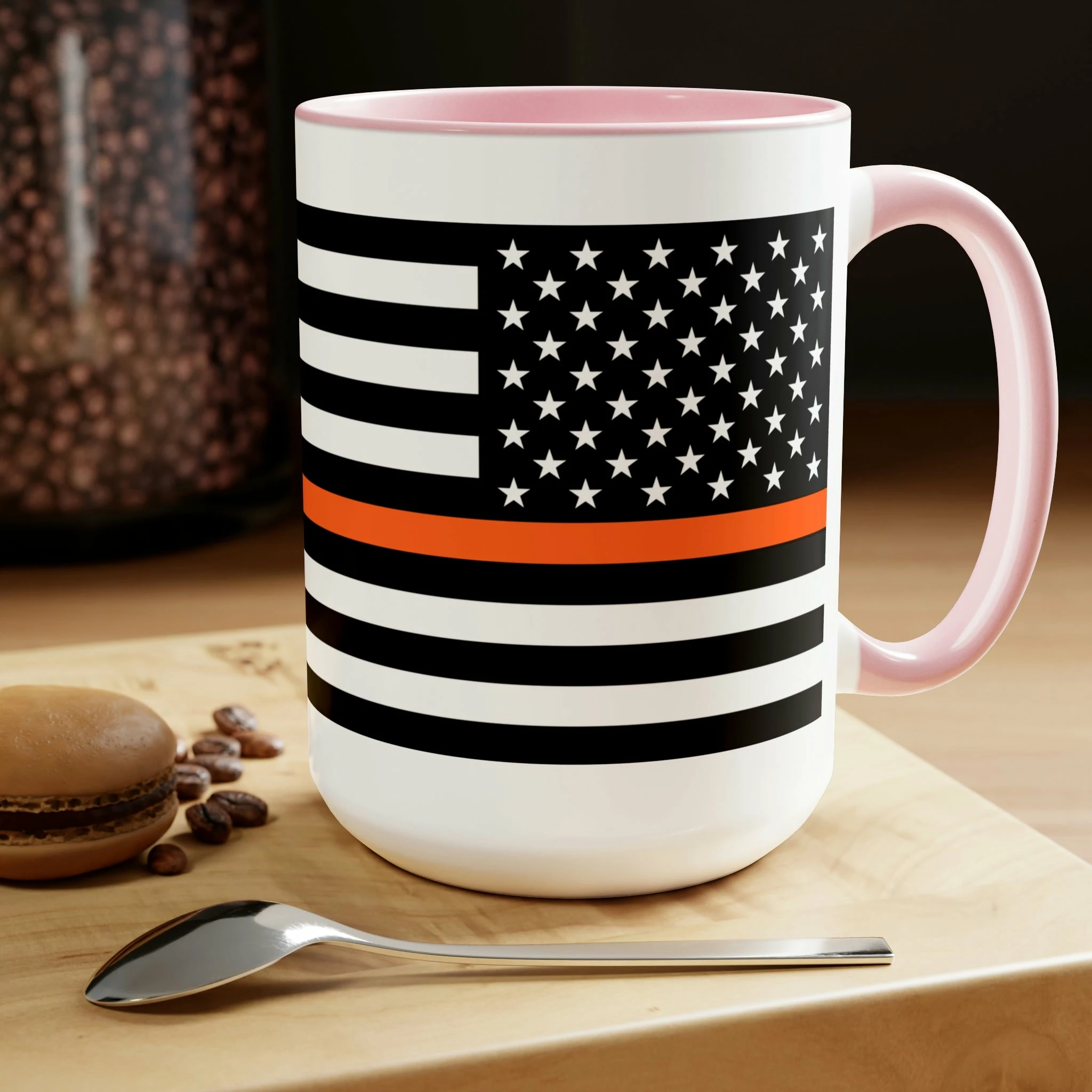 Two-Tone Thin Orange Line Flag Coffee Mugs, 15oz 19 Two-Tone Thin Orange Line Flag Coffee Mugs, 15oz - Image 19
