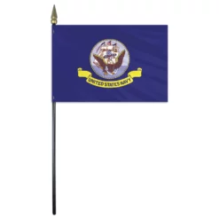 Navy Stick Flag - 4 In X 6 In - Pack Of 12