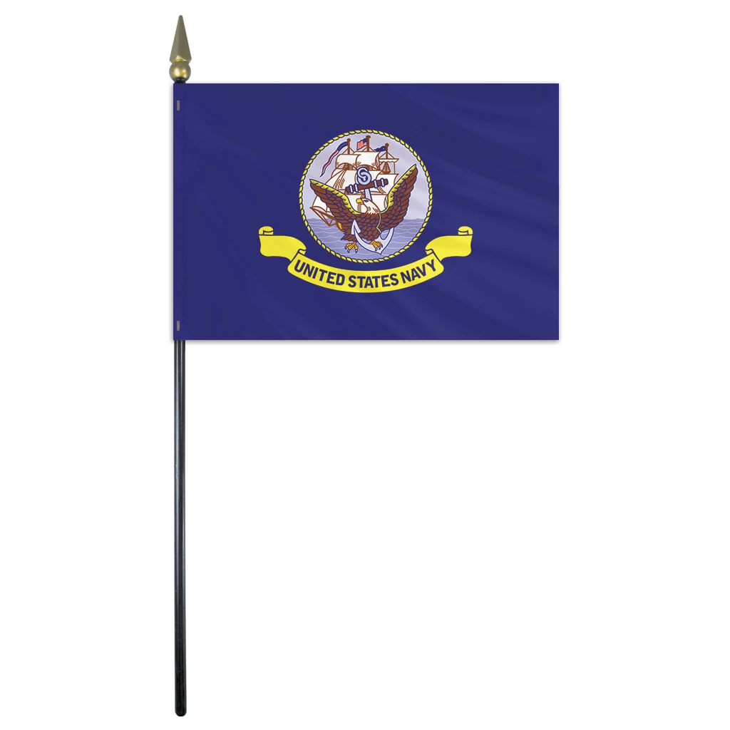 Navy Stick Flag - 4 In X 6 In - Pack Of 12 1 Navy Stick Flag - 4 In X 6 In - Pack Of 12