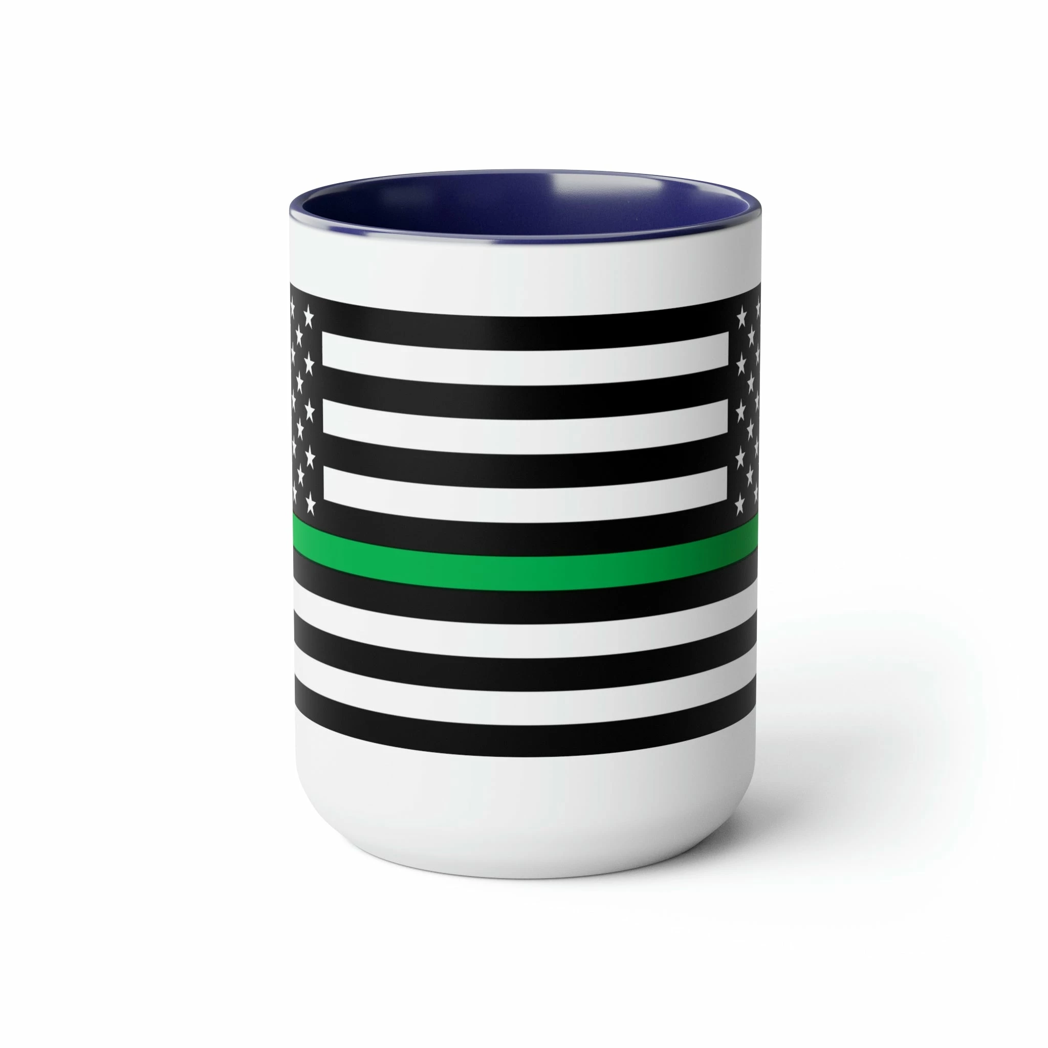 Two-Tone Thin Green Line Flag Coffee Mugs, 15oz 12 Two-Tone Thin Green Line Flag Coffee Mugs, 15oz - Image 12