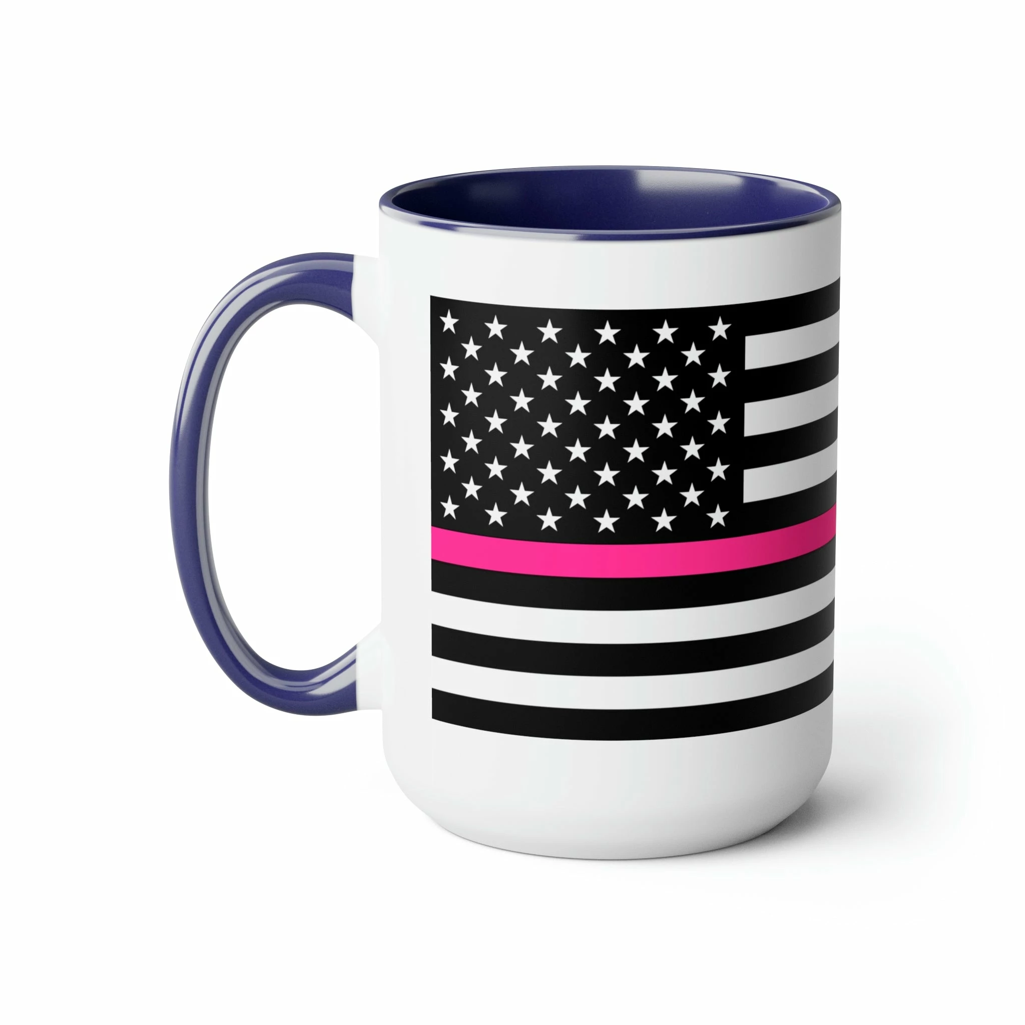 Two-Tone Thin Pink Line Flag Coffee Mugs, 15oz 11 Two-Tone Thin Pink Line Flag Coffee Mugs, 15oz - Image 11