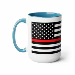 Two-Tone Thin Red Line Flag Coffee Mugs, 15oz -American Flags Sales 1b97bece0b3fa76a0c12b6534da057b8