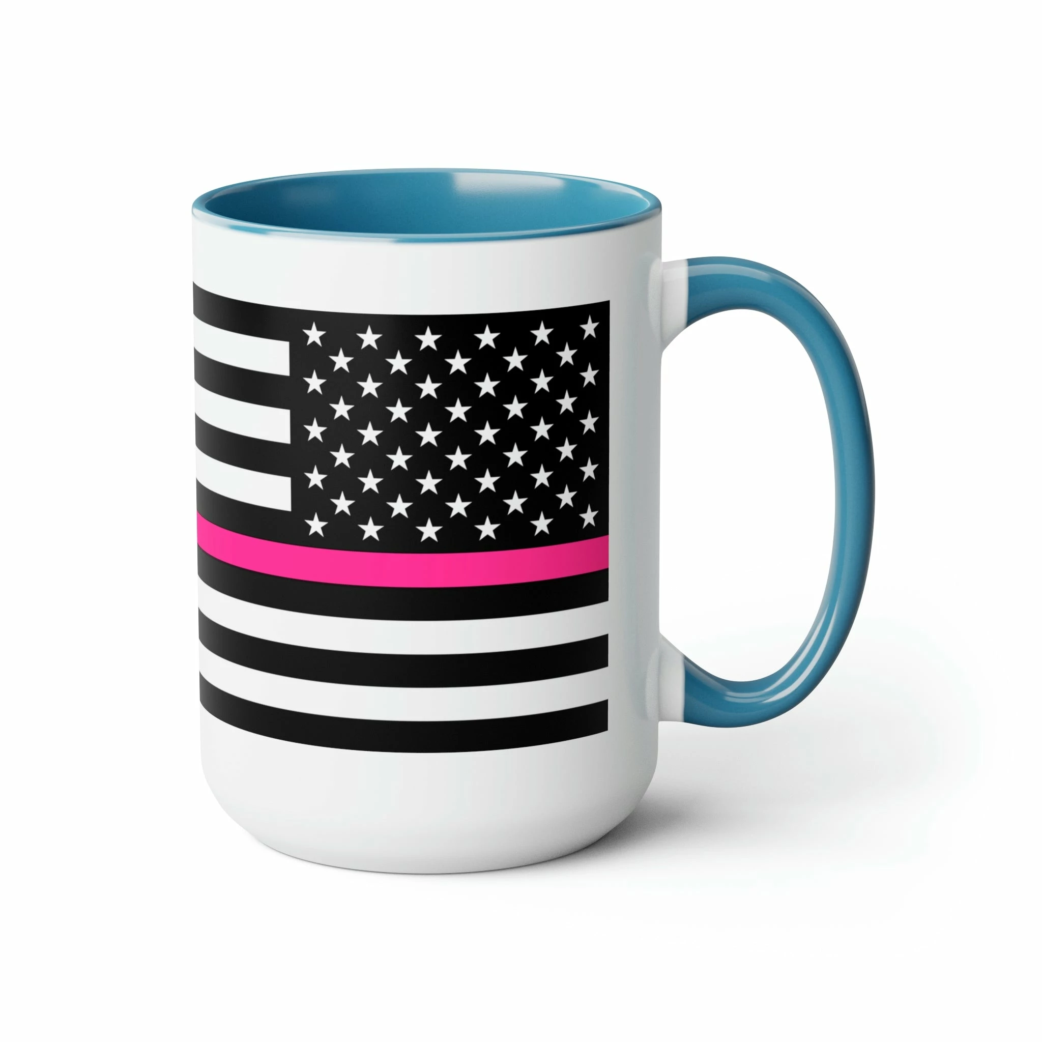 Two-Tone Thin Pink Line Flag Coffee Mugs, 15oz 8 Two-Tone Thin Pink Line Flag Coffee Mugs, 15oz - Image 8