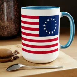 Two-Tone Betsy Ross Flag Coffee Mugs, 15oz -American Flags Sales 2d681be8538f4d99cc0efa2e075600c3