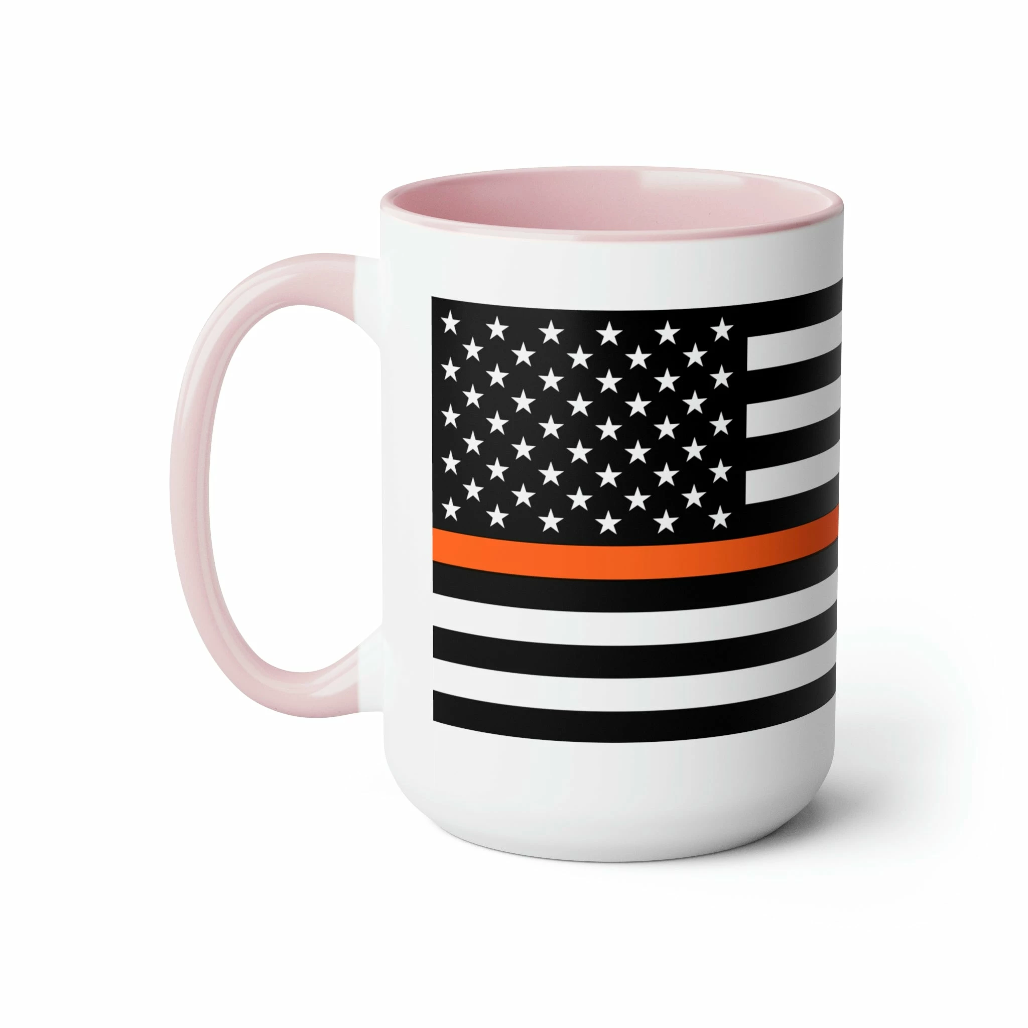 Two-Tone Thin Orange Line Flag Coffee Mugs, 15oz 16 Two-Tone Thin Orange Line Flag Coffee Mugs, 15oz - Image 16