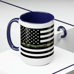 Two-Tone Thin Camo Line Flag Coffee Mugs, 15oz -American Flags Sales 3579002773cd74169e43e23f84b0d6f4