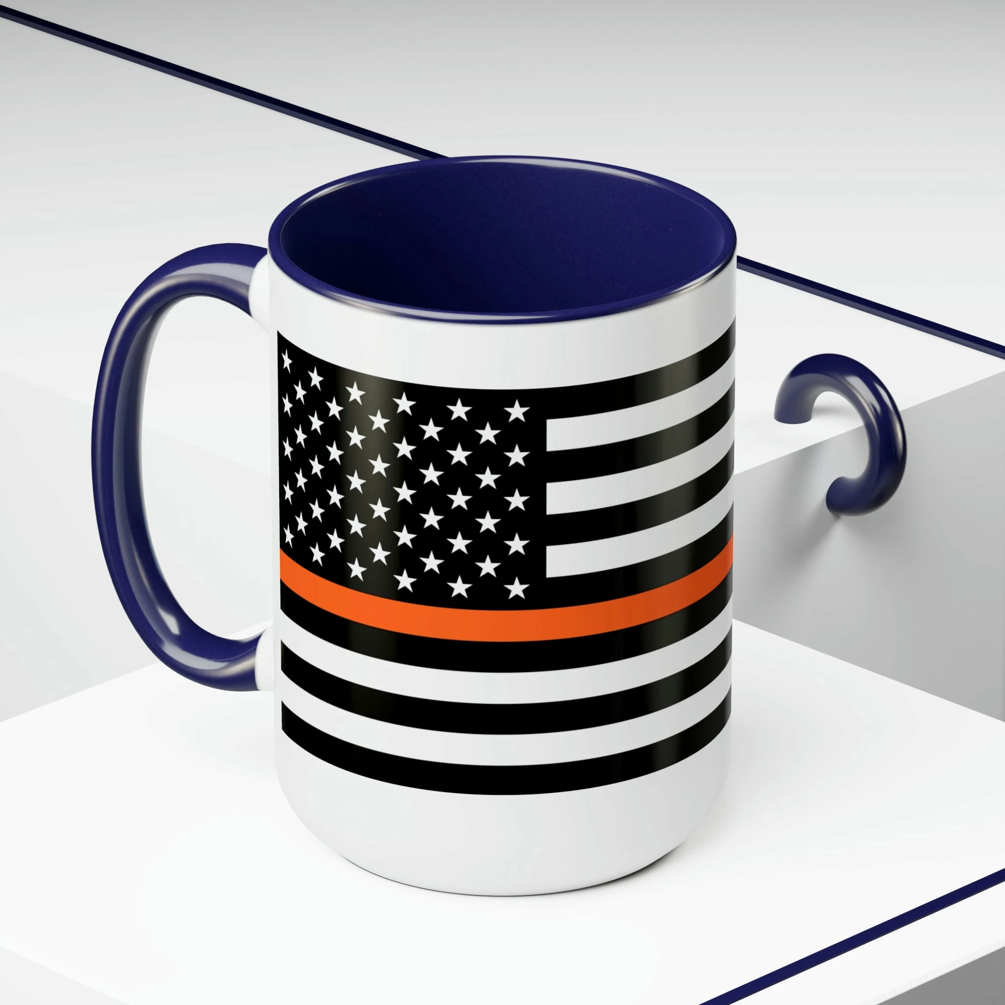 Two-Tone Thin Orange Line Flag Coffee Mugs, 15oz 15 Two-Tone Thin Orange Line Flag Coffee Mugs, 15oz - Image 15