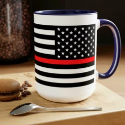 Two-Tone Thin Red Line Flag Coffee Mugs, 15oz -American Flags Sales 4ddbd0469abbebb789cf9f824c043c20