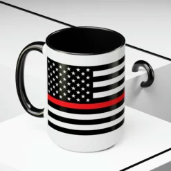 Two-Tone Thin Red Line Flag Coffee Mugs, 15oz -American Flags Sales 50508c273533a002d3a90773dce96505