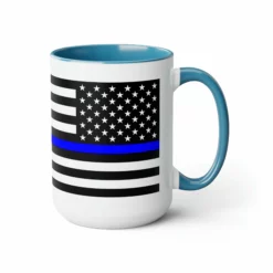 Two-Tone Thin Blue Line Flag Coffee Mugs, 15oz -American Flags Sales 5573310e9d185b081e0803d58b4d3ac0