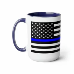 Two-Tone Thin Blue Line Flag Coffee Mugs, 15oz -American Flags Sales 5a9b95fb6b174401406ac47ee050bbb3