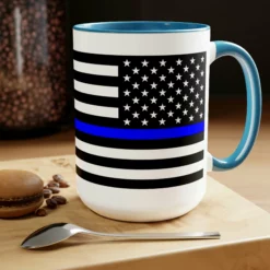 Two-Tone Thin Blue Line Flag Coffee Mugs, 15oz -American Flags Sales 6408621235bcbd59ebf3f5d87ecf5b15
