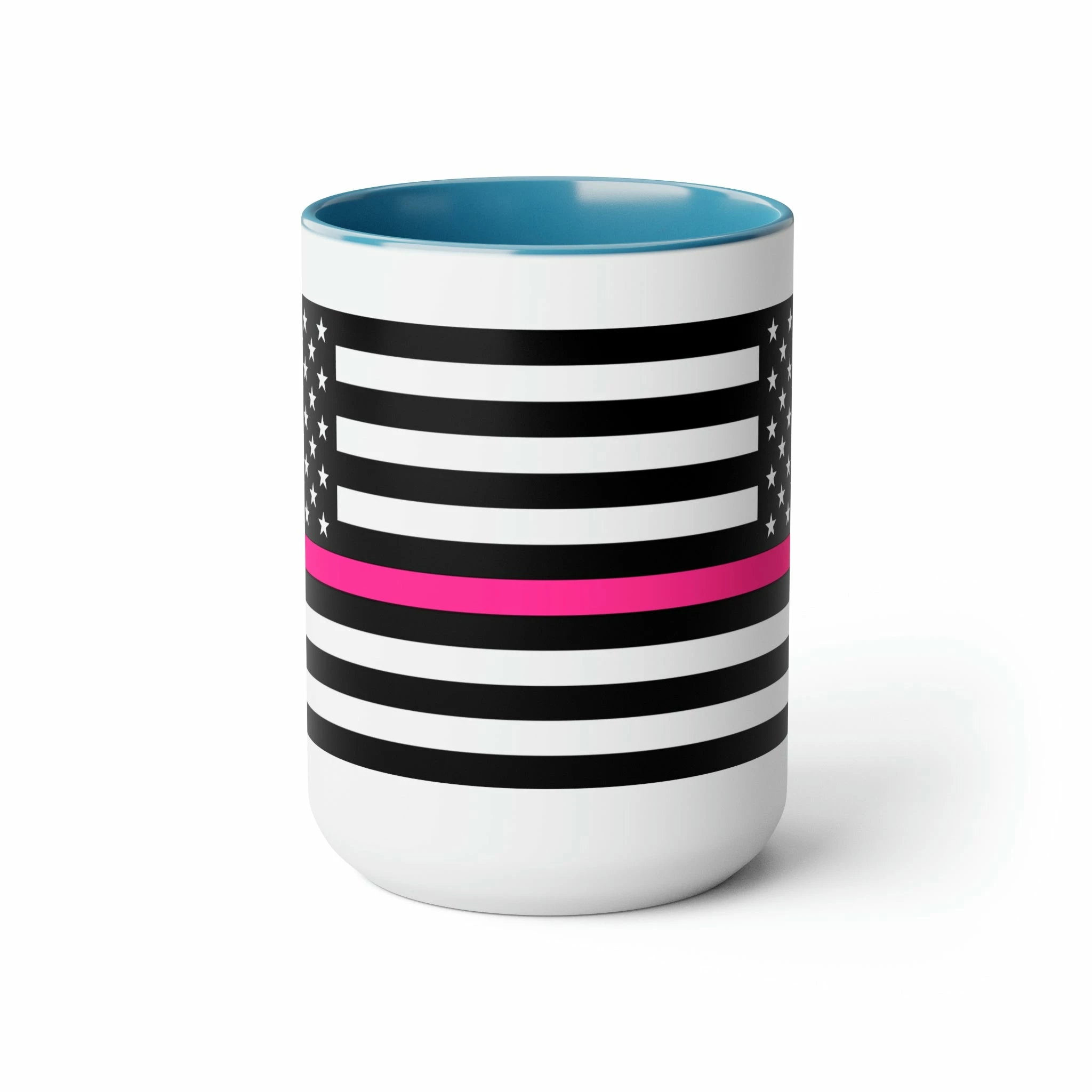 Two-Tone Thin Pink Line Flag Coffee Mugs, 15oz 7 Two-Tone Thin Pink Line Flag Coffee Mugs, 15oz - Image 7