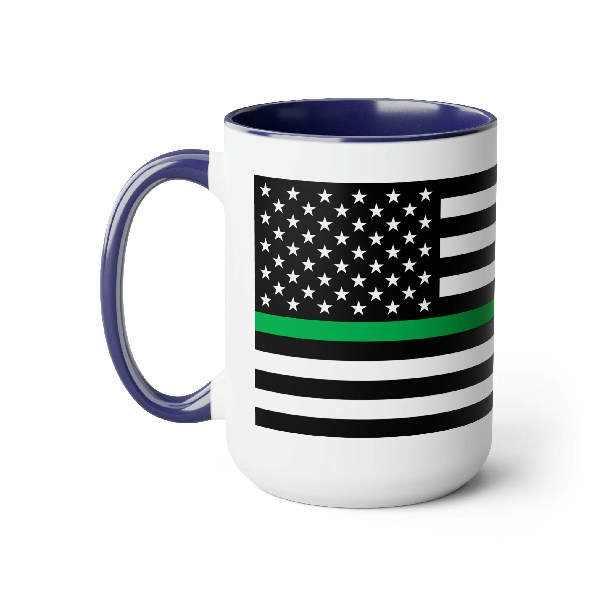 Two-Tone Thin Green Line Flag Coffee Mugs, 15oz 11 Two-Tone Thin Green Line Flag Coffee Mugs, 15oz - Image 11