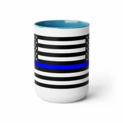 Two-Tone Thin Blue Line Flag Coffee Mugs, 15oz -American Flags Sales 685b94c8e6e2cc1dc18b57fbc956e2b0