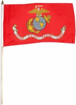 US Marine Corps Stick Flag - 12 In X 18 In
