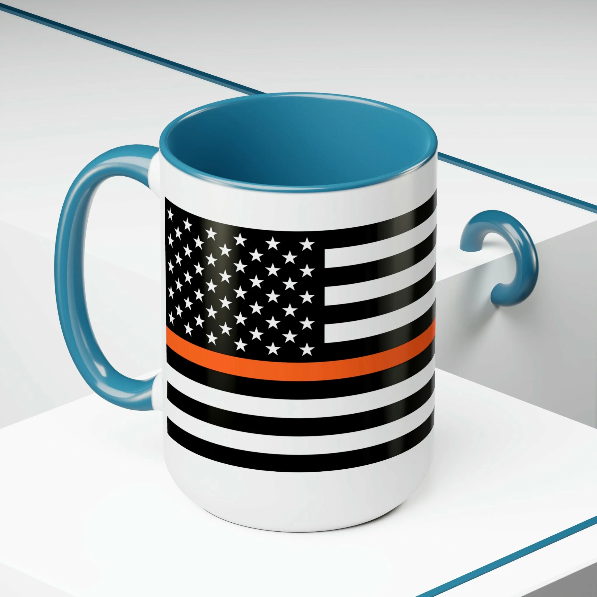 Two-Tone Thin Orange Line Flag Coffee Mugs, 15oz 10 Two-Tone Thin Orange Line Flag Coffee Mugs, 15oz - Image 10