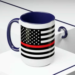 Two-Tone Thin Red Line Flag Coffee Mugs, 15oz -American Flags Sales 77b6bc821dbac8485cc158c190c85a8d
