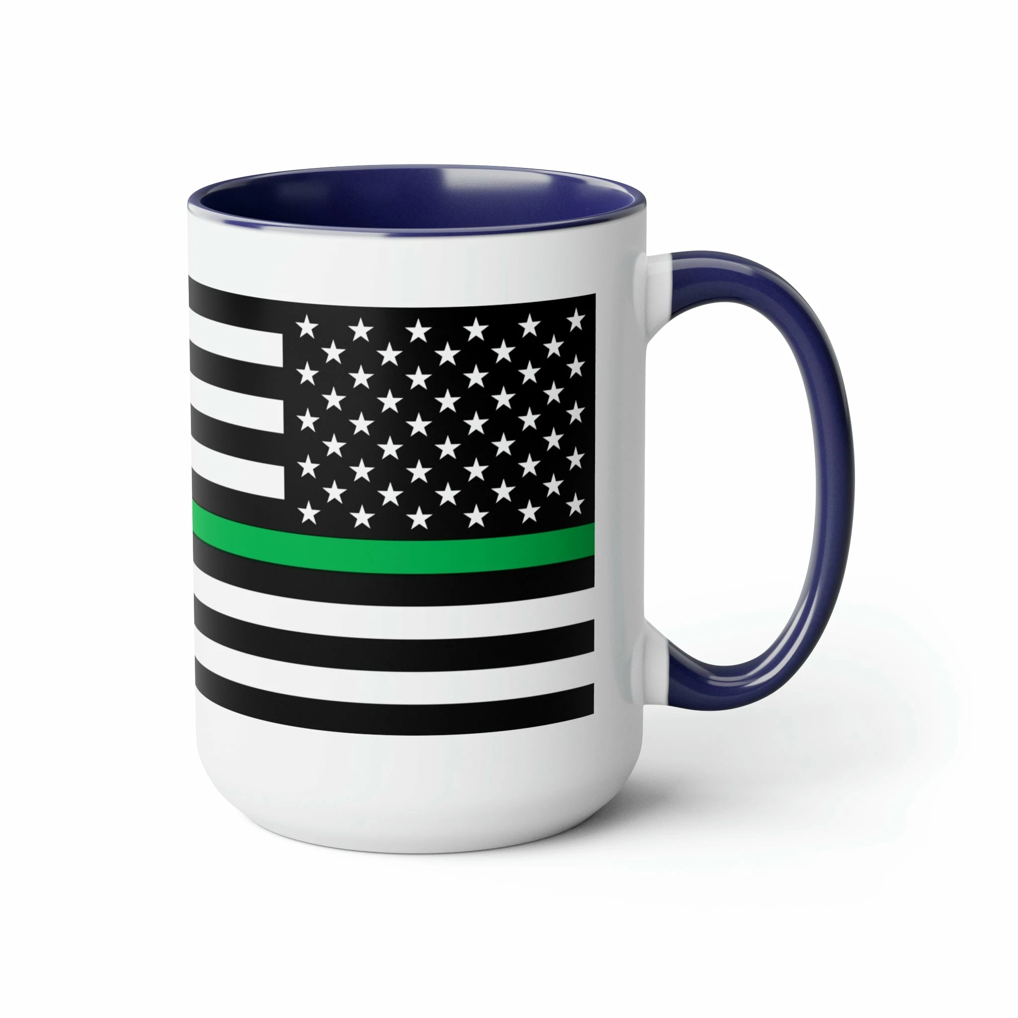 Two-Tone Thin Green Line Flag Coffee Mugs, 15oz 13 Two-Tone Thin Green Line Flag Coffee Mugs, 15oz - Image 13