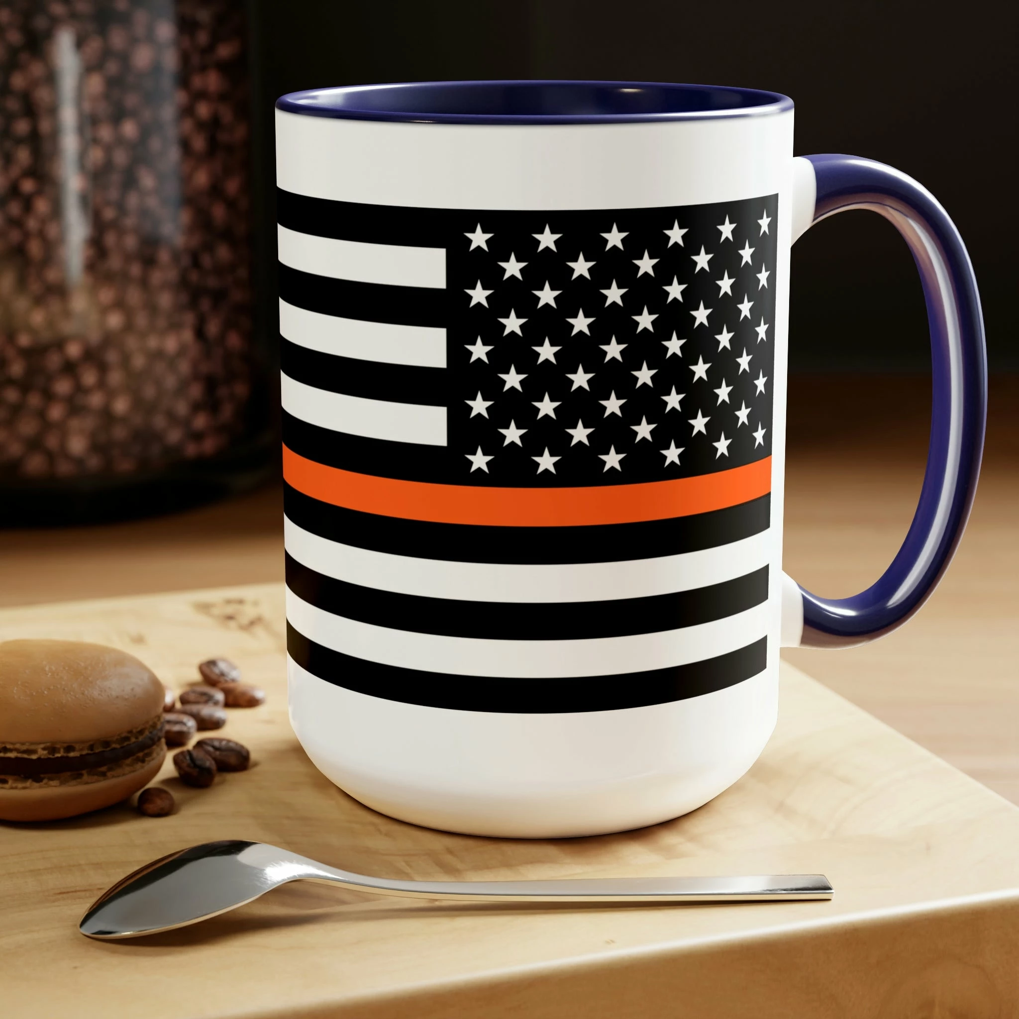 Two-Tone Thin Orange Line Flag Coffee Mugs, 15oz 14 Two-Tone Thin Orange Line Flag Coffee Mugs, 15oz - Image 14