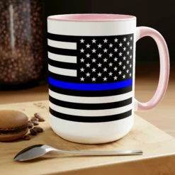 Two-Tone Thin Blue Line Flag Coffee Mugs, 15oz -American Flags Sales 9378d01a15cdfdf64a834abff96ad9bd