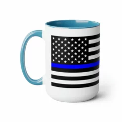 Two-Tone Thin Blue Line Flag Coffee Mugs, 15oz -American Flags Sales 9c17c7a3215878025fff9b047f834ff5