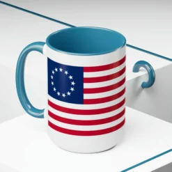 Two-Tone Betsy Ross Flag Coffee Mugs, 15oz -American Flags Sales a4eef9dab781f04082e2682d87506462