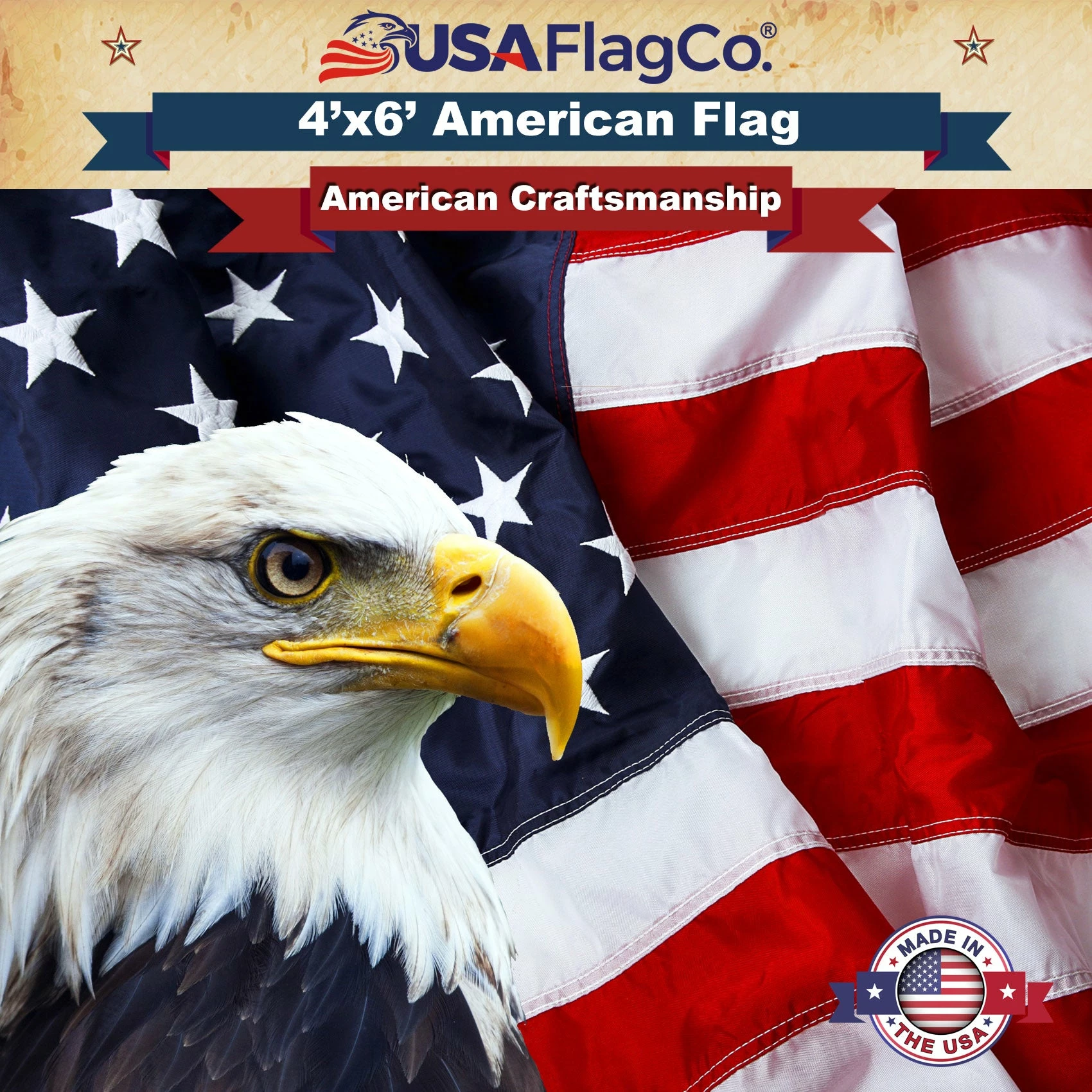 US Flag (4x6 Foot) Embroidered Stars & Sewn Stripes 4 US Flag (4x6 Foot) Embroidered Stars & Sewn Stripes - Image 4