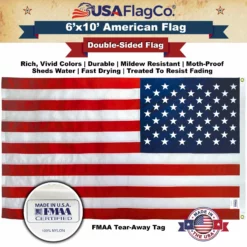 American Flag 6x10 Foot - Embroidered Stars & Sewn Stripes -American Flags Sales american flag 6x10 double sided flag
