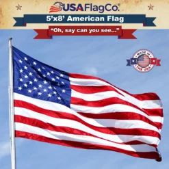 USA Flag (5x8 Foot) Embroidered Stars & Sewn Stripes -American Flags Sales american flag flying 5x8 1