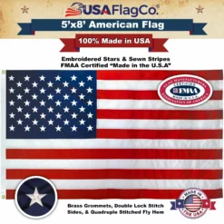 USA Flag (5x8 Foot) Embroidered Stars & Sewn Stripes -American Flags Sales american flag made in usa 5x8 1