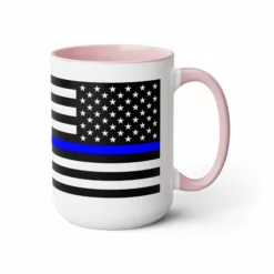 Two-Tone Thin Blue Line Flag Coffee Mugs, 15oz -American Flags Sales bc7046cbfa234d18c6e166ec4c81bd9d