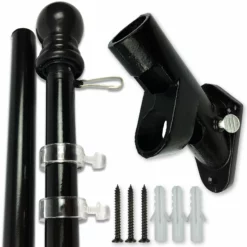 PATRIOT™ Flag Pole And ROGUE™ Bracket Kit - Classic Black (6ft, 1" Diameter)