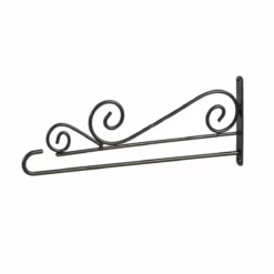 Black Swirl Metal Wall Bracket & Hook For Garden Banners