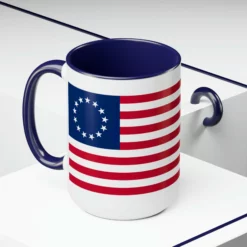 Two-Tone Betsy Ross Flag Coffee Mugs, 15oz -American Flags Sales cac83352c00246d464acbfdfa7cdb6b6