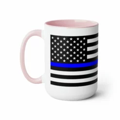 Two-Tone Thin Blue Line Flag Coffee Mugs, 15oz -American Flags Sales ccf94d6604b7c4a74e10c913a2dc909c