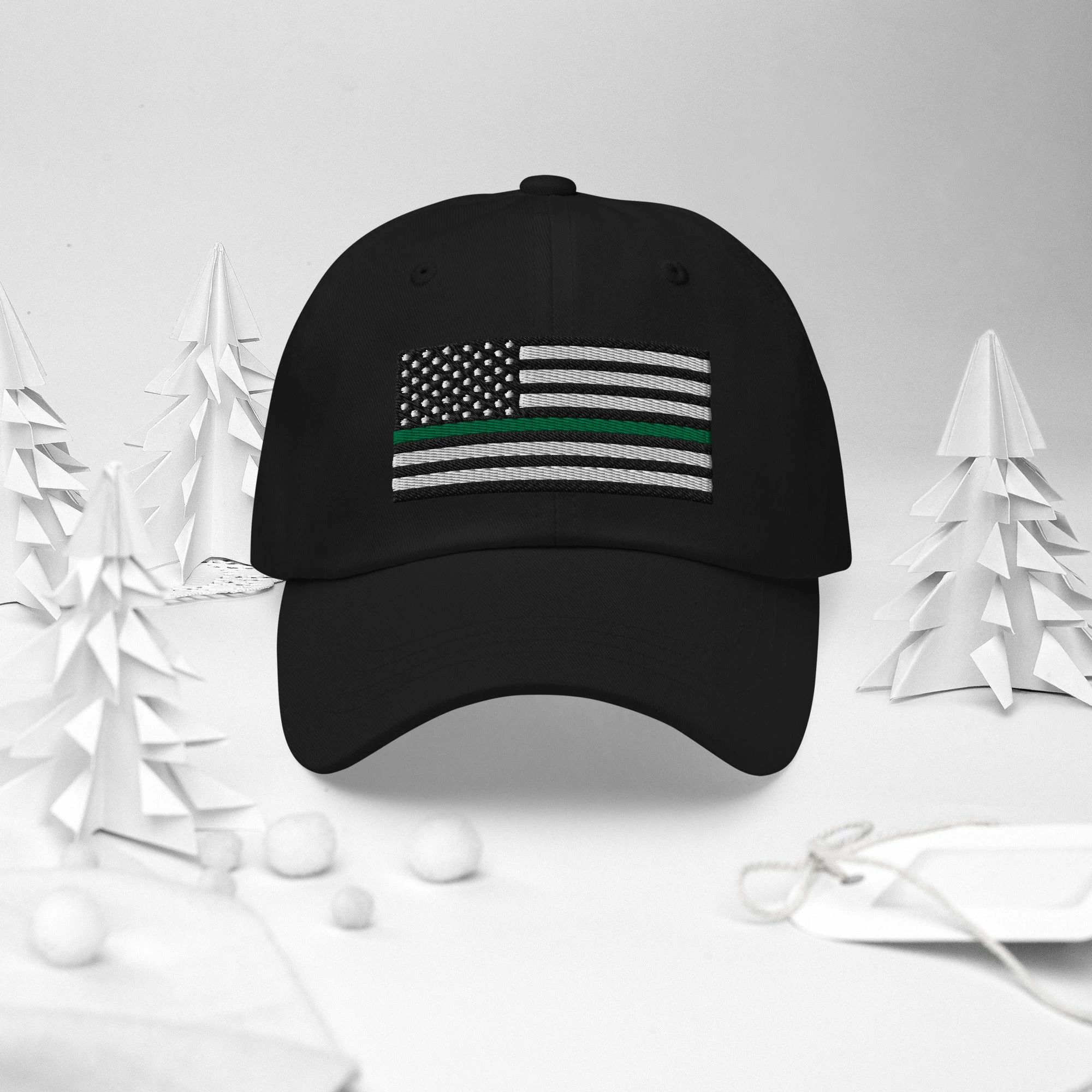 Dad Hat - Thin Green Line Flag (Embroidered Flag) 16 Dad Hat - Thin Green Line Flag (Embroidered Flag) - Image 16