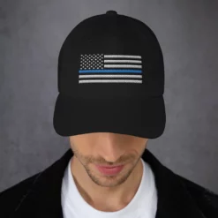 Dad Hat - Thin Blue Line Flag (Embroidered Flag) 23 Dad Hat - Thin Blue Line Flag (Embroidered Flag) -American Flags Sales classic dad hat black front 63464f2341464