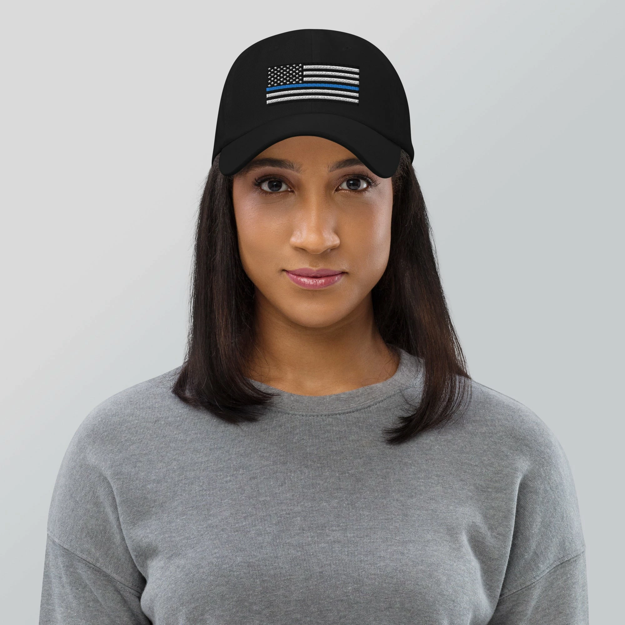 Dad Hat - Thin Blue Line Flag (Embroidered Flag) 8 Dad Hat - Thin Blue Line Flag (Embroidered Flag) - Image 8