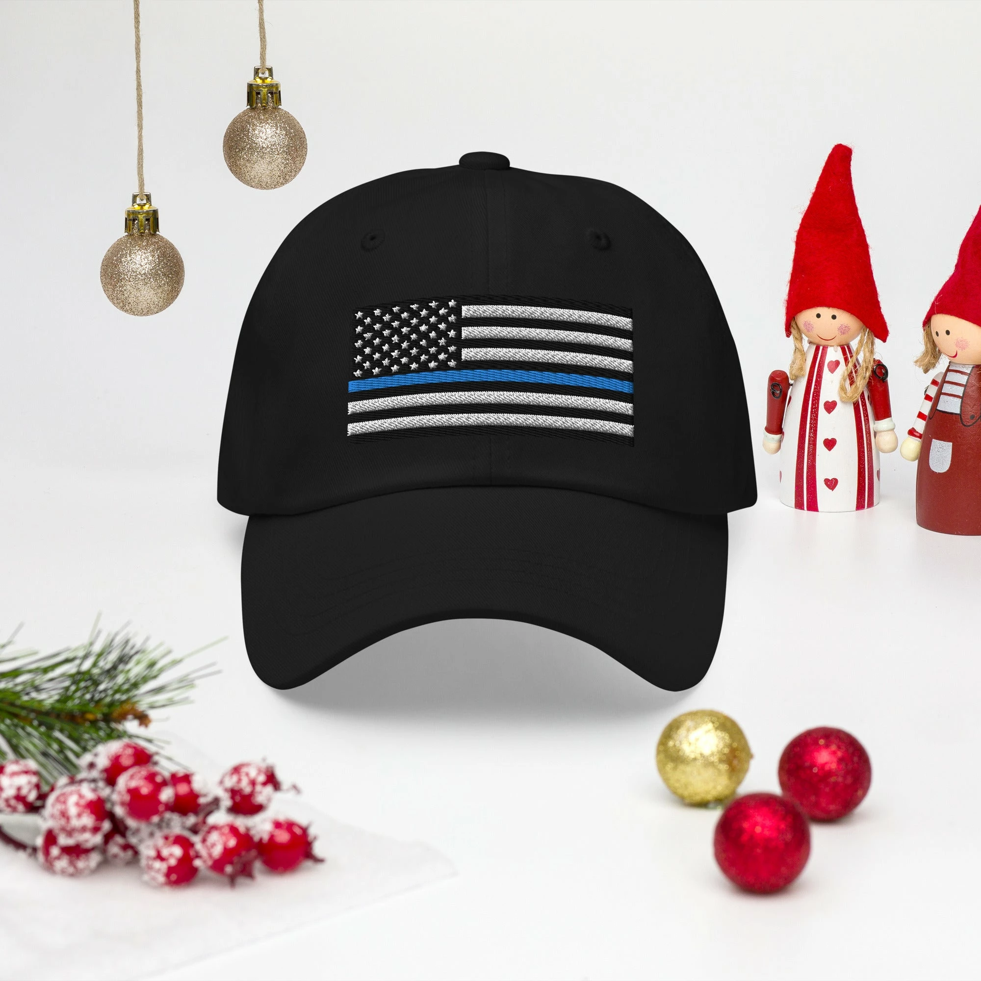 Dad Hat - Thin Blue Line Flag (Embroidered Flag) 11 Dad Hat - Thin Blue Line Flag (Embroidered Flag) - Image 11