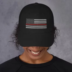 Dad Hat - Thin Red Line Flag (Embroidered Flag) -American Flags Sales classic dad hat black front 63f18278cd37a