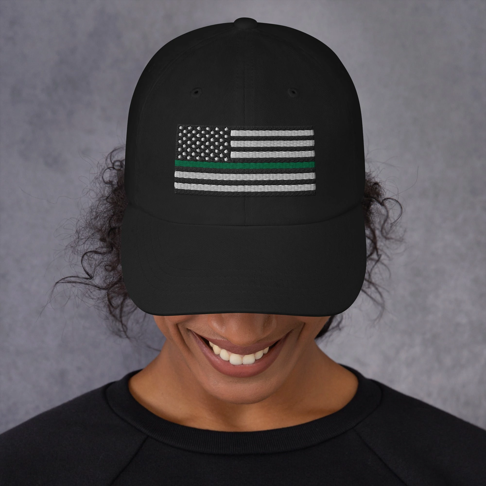 Dad Hat - Thin Green Line Flag (Embroidered Flag) 8 Dad Hat - Thin Green Line Flag (Embroidered Flag) - Image 8