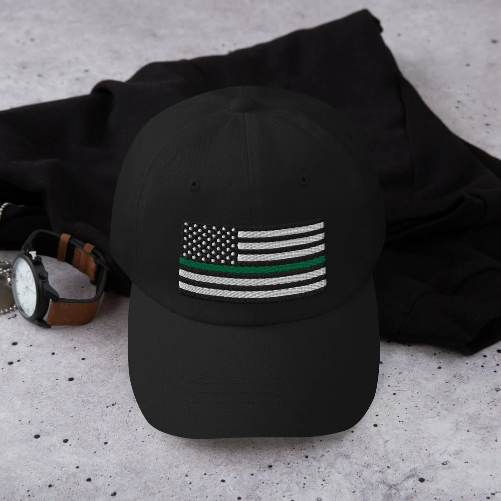 Dad Hat - Thin Green Line Flag (Embroidered Flag) 9 Dad Hat - Thin Green Line Flag (Embroidered Flag) - Image 9