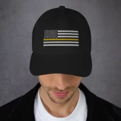 Dad Hat - Thin Yellow Line Flag (Embroidered Flag) 30 Dad Hat - Thin Yellow Line Flag (Embroidered Flag) -American Flags Sales classic dad hat black front 63f18fcc255df