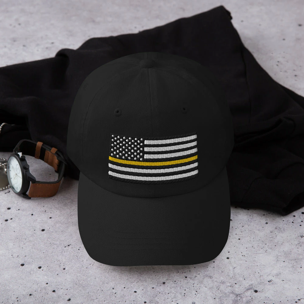 Dad Hat - Thin Yellow Line Flag (Embroidered Flag) 13 Dad Hat - Thin Yellow Line Flag (Embroidered Flag) - Image 13