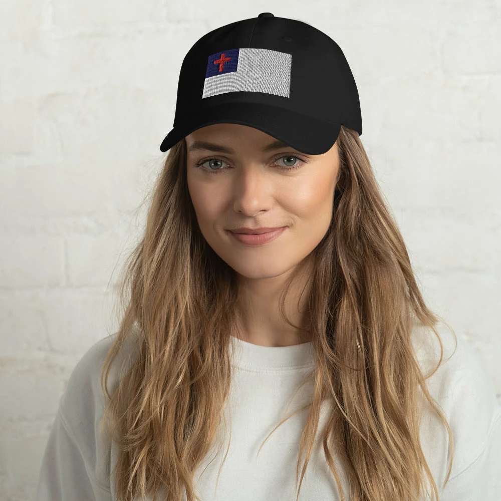 Dad Hat - Christian Flag (Embroidered Flag) 2 Dad Hat - Christian Flag (Embroidered Flag) - Image 2