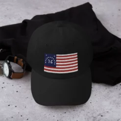 Dad Hat - Bennington Flag "1776" (Embroidered Flag) -American Flags Sales classic dad hat black front 65ccfc9e4279c