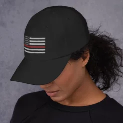 Dad Hat - Thin Red Line Flag (Embroidered Flag) -American Flags Sales classic dad hat black left side 63f18278cd7e5
