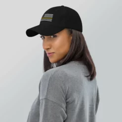 Dad Hat - Thin Yellow Line Flag (Embroidered Flag) 38 Dad Hat - Thin Yellow Line Flag (Embroidered Flag) -American Flags Sales classic dad hat black left side 63f18fcc25b33