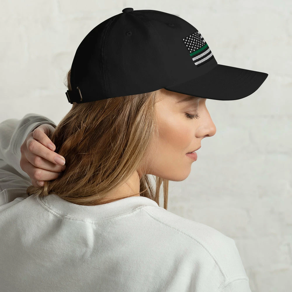 Dad Hat - Thin Green Line Flag (Embroidered Flag) 5 Dad Hat - Thin Green Line Flag (Embroidered Flag) - Image 5